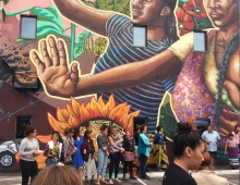 Mural of American Indian people 